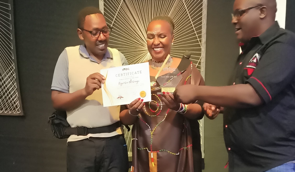 Kagwiria Murungi being awarded as the East Africa female biker of the year 2024